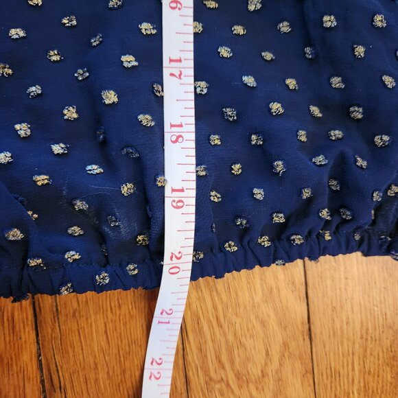 Jack by BB Dakota Blue Gold Dot Button Blouse XS Extra Small NWT - Picture 7 of 11